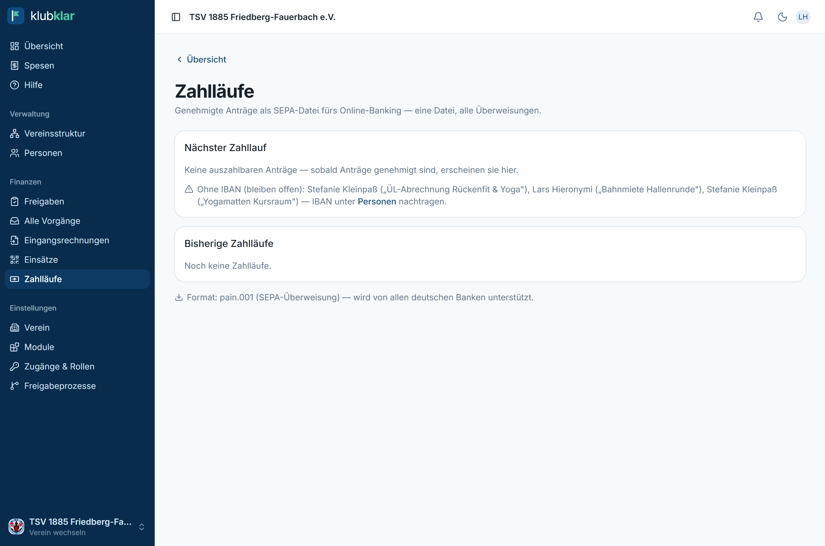 SEPA-Zahlläufe