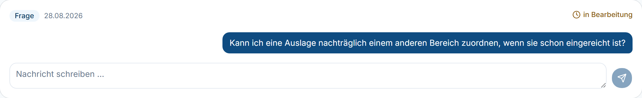 Eine Meldung unter „Meine Meldungen” als Gesprächsfaden